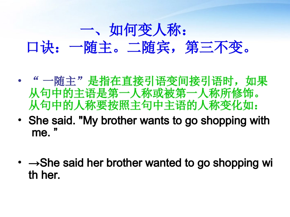 高中英语 直接引语变间接引语课件 新人教版必修1_第3页