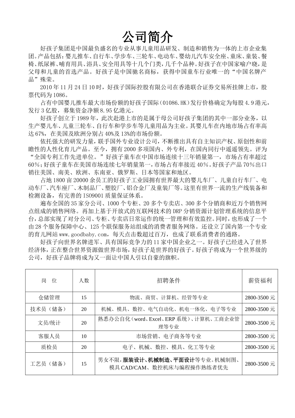 公司简介和高等院校招聘简章_第1页