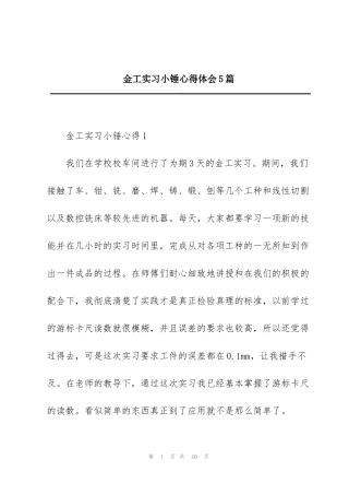 金工实习小锤心得体会5篇