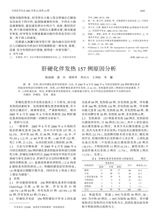 肝硬化伴发热157例原因分析