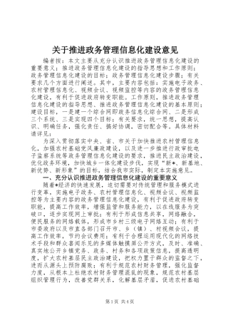 关于推进政务管理信息化建设意见