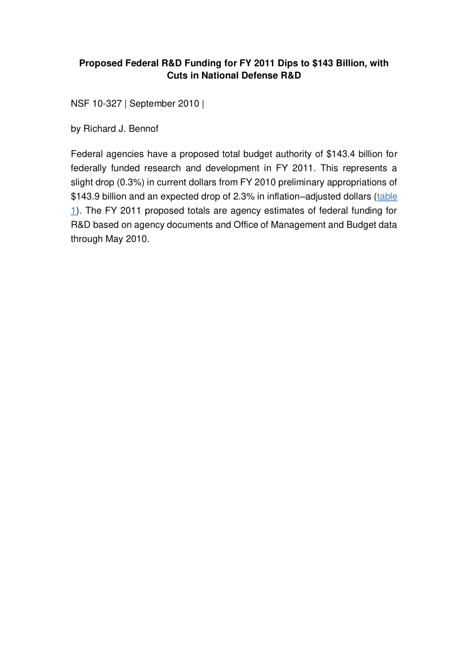 建议联邦的2011财年研发经费骤降1430亿美元,削减国防方面的研发_第2页
