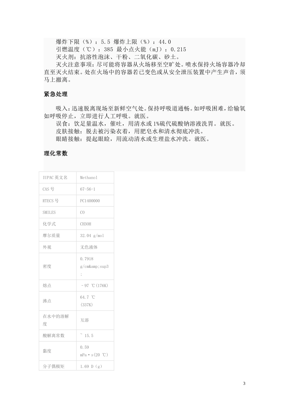 甲醇理化性质_第3页
