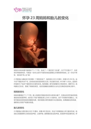 怀孕23周妈妈和胎儿的变化