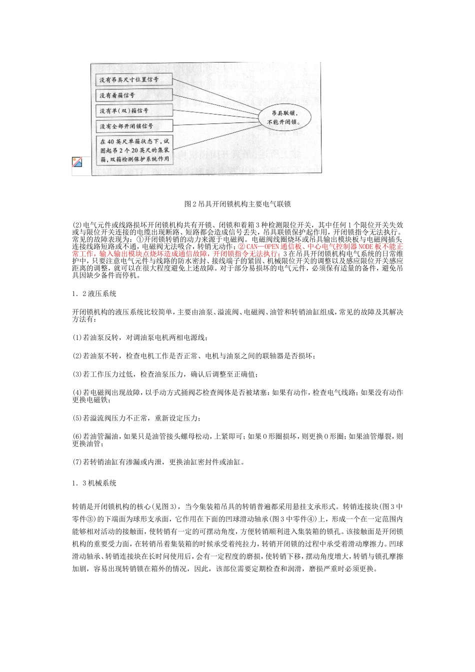 集装箱吊具开闭锁机构各系统常见故障_第2页