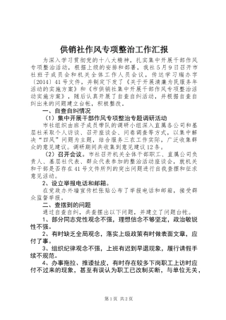 供销社作风专项整治工作汇报
