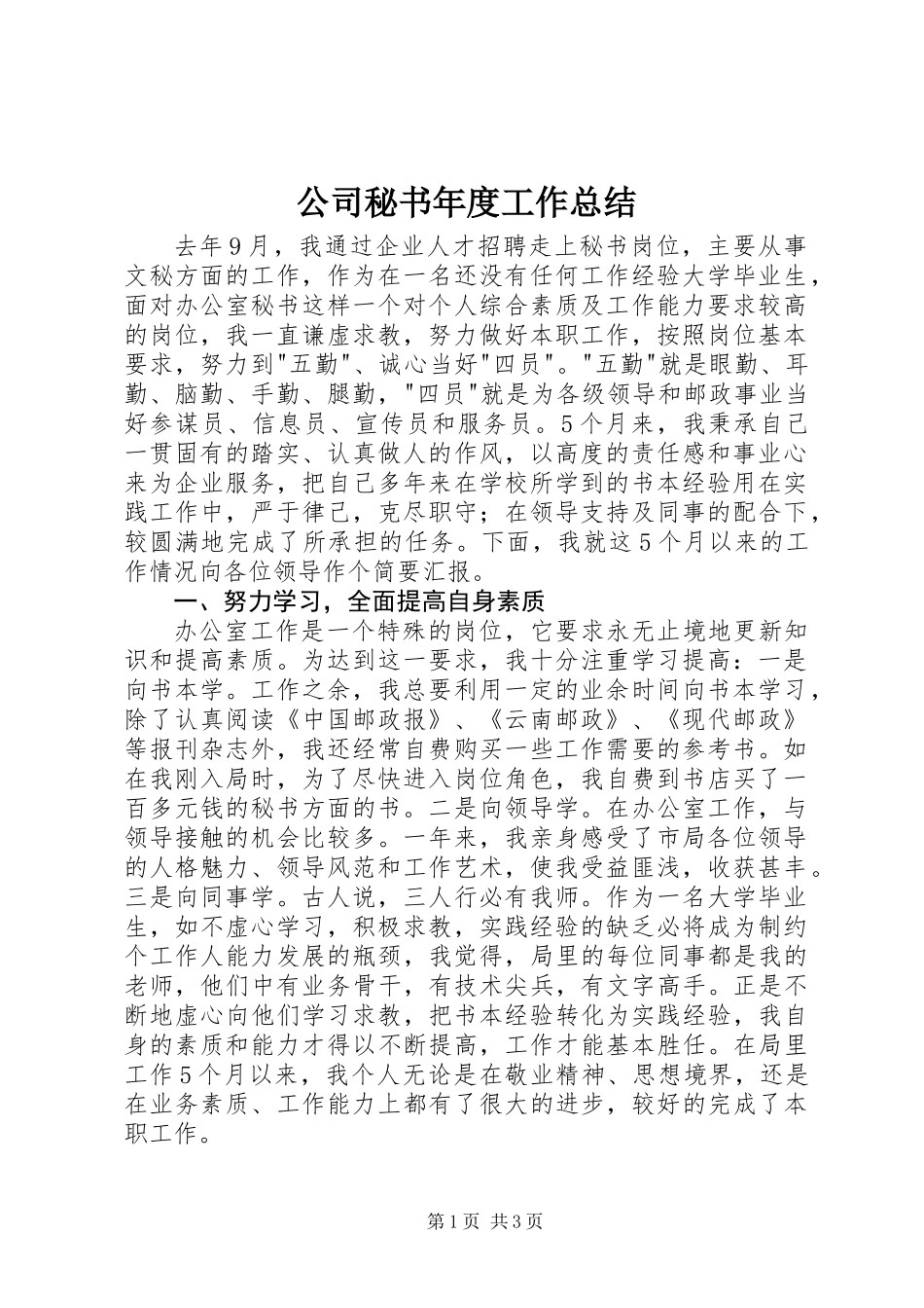 公司秘书年度工作总结_第1页
