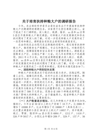关于培育扶持种粮大户的调研报告