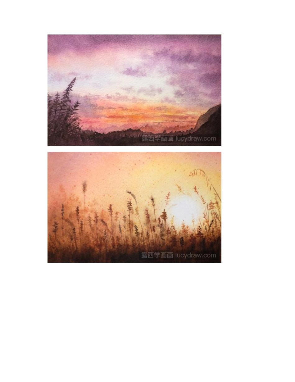 美丽的夕阳水彩画作品欣赏水彩画作品3_第2页