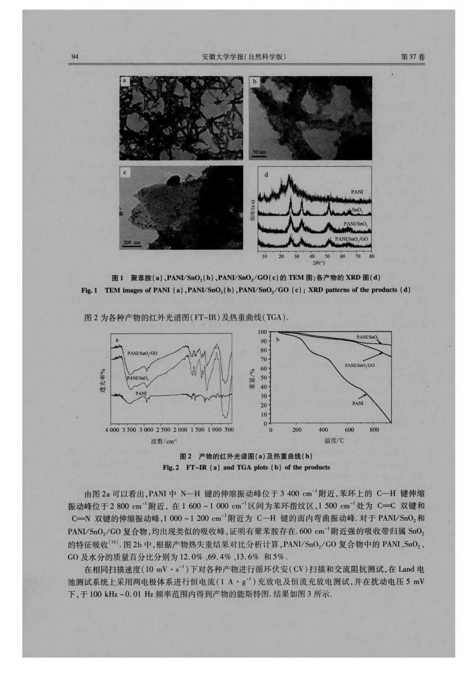 聚苯胺_SnO2_氧化石墨烯复合物的制备及电容性质_第3页