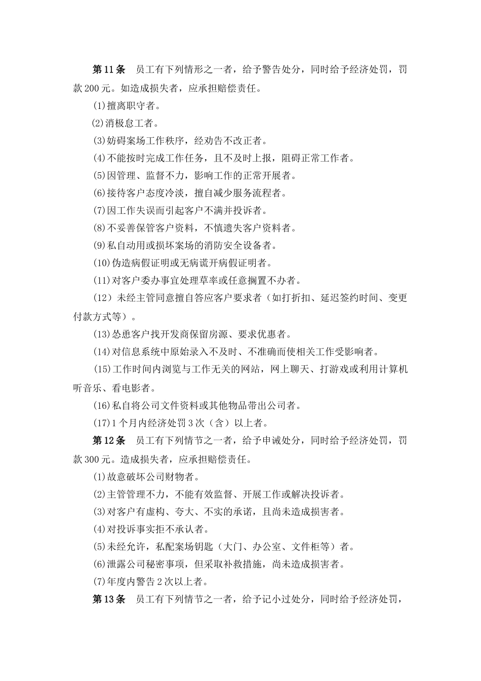 公司售楼部处罚条例_第3页