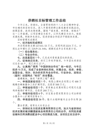 供销社目标管理工作总结
