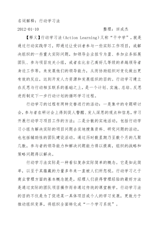 行动学习法 名词解释