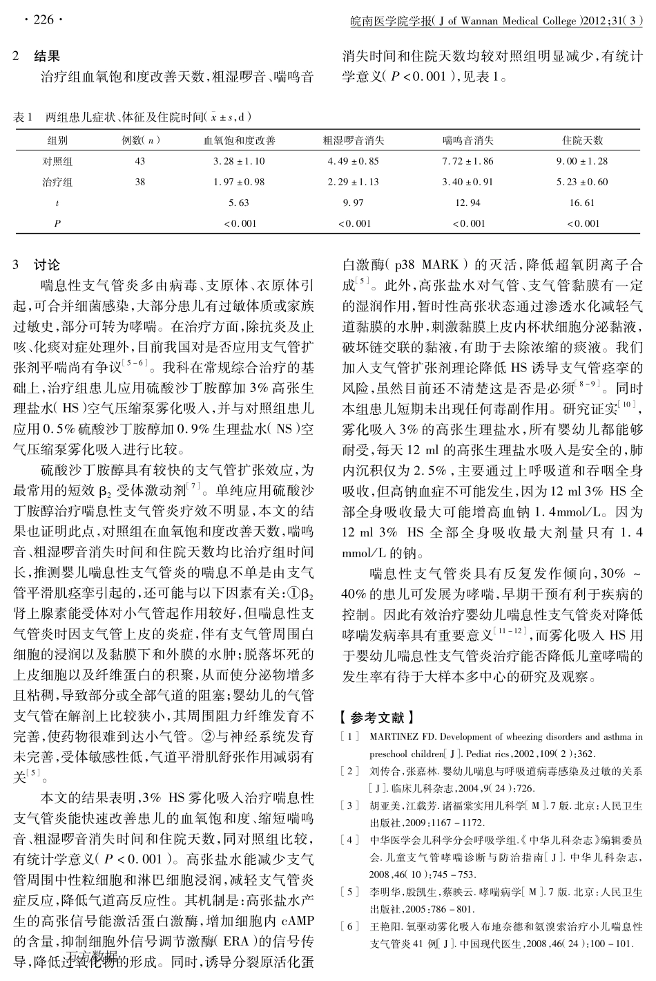 高张生理盐水雾化吸入治疗婴幼儿喘息性支气管炎_第2页