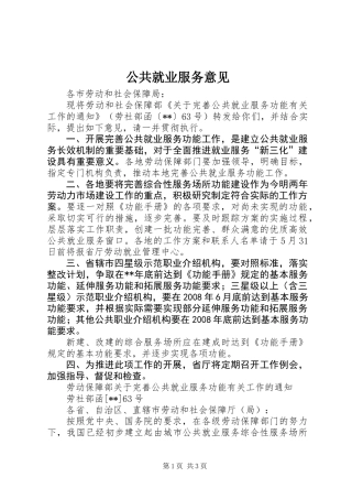 公共就业服务意见
