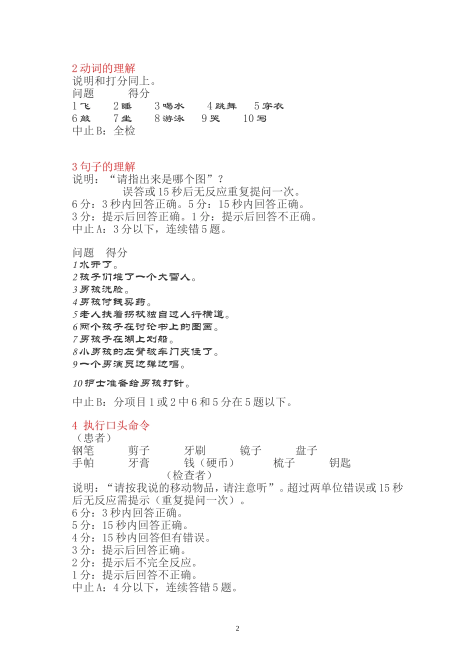 汉语标准失语症检查表(中康法)_第2页