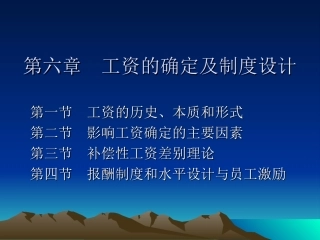 工资的确定及制度设计