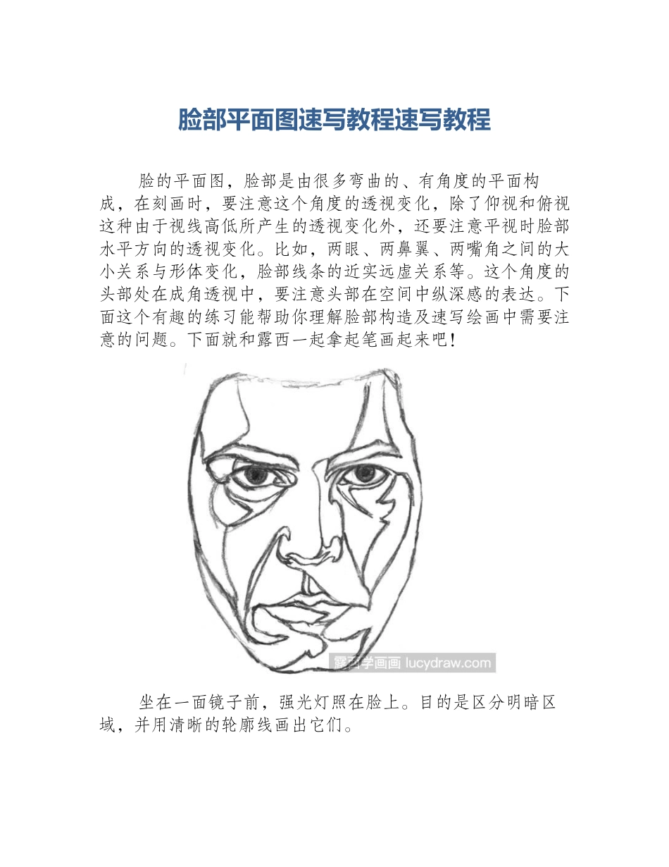 脸部平面图速写教程速写教程_第1页