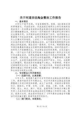 关于河道非法淘金整治工作报告