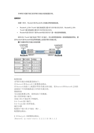 华为配置非等价负载分担