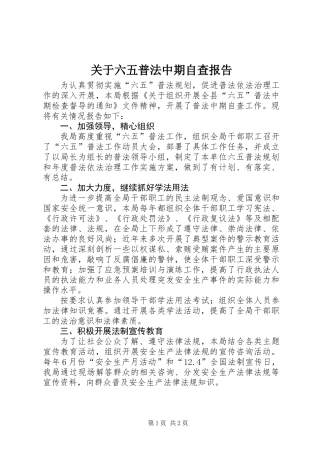 关于六五普法中期自查报告