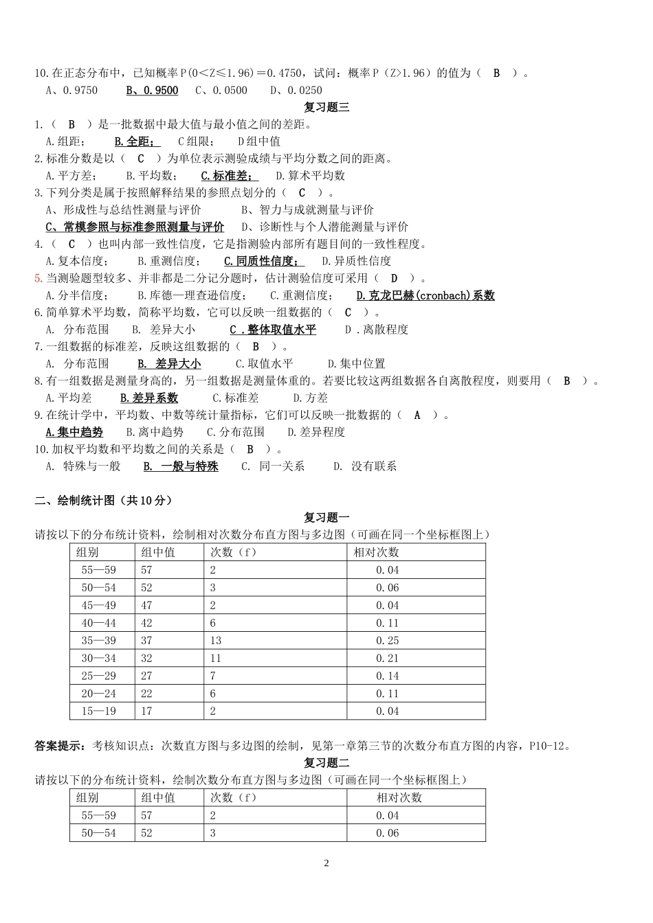 福师1208考试批次《教育统计与测量评价》复习题及参考答案_第2页
