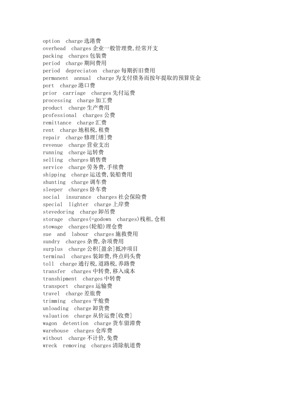 各种费用的英文说法_第3页