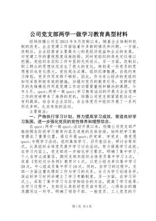 公司党支部两学一做学习教育典型材料