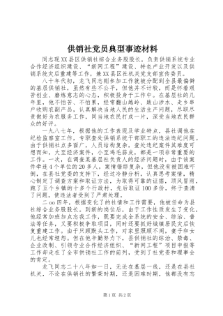 供销社党员典型事迹材料