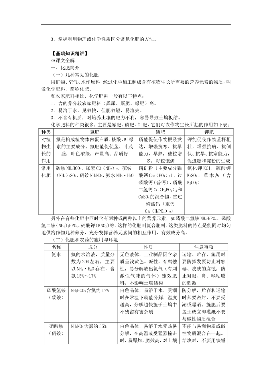 九年级化学化学肥料知识精讲_第2页