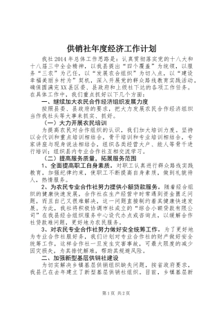 供销社年度经济工作计划