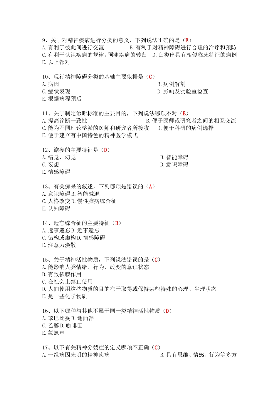 精神病护理学离线作业1.题目(含答案)_第2页