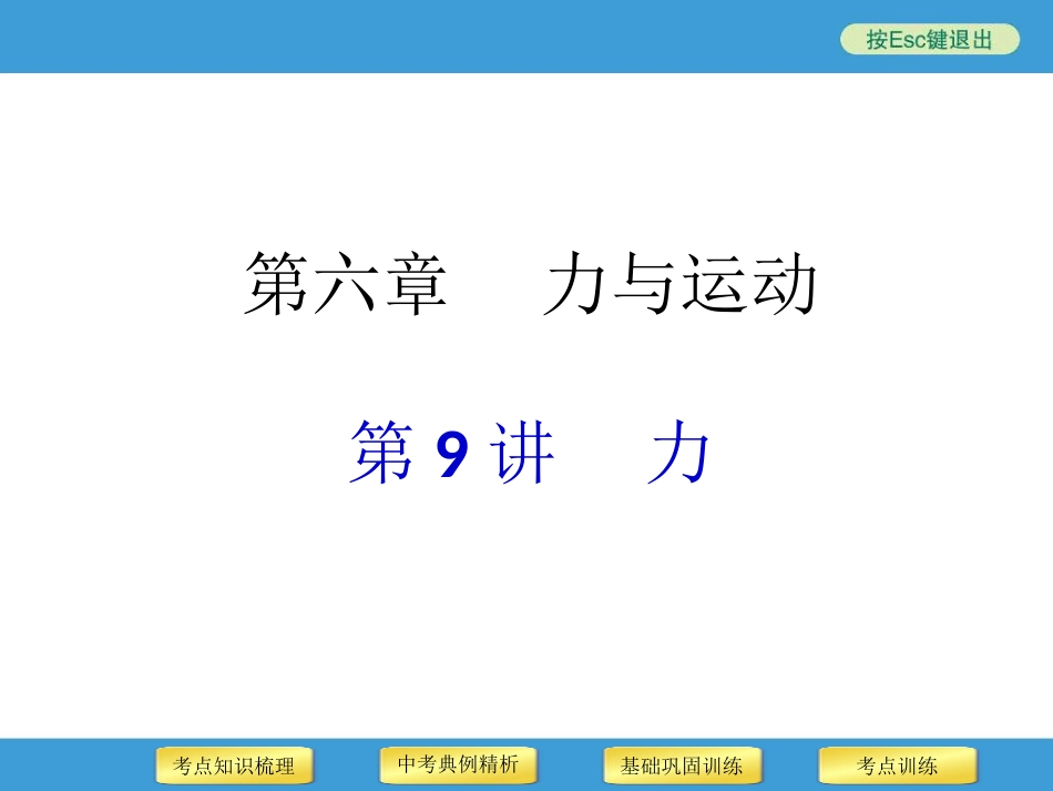 2014年中考物理二轮复习专用课件第9讲力_第1页