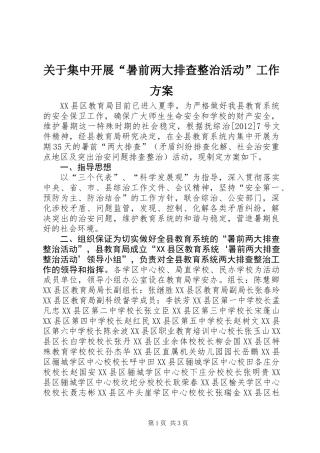 关于集中开展“暑前两大排查整治活动”工作方案 (2)