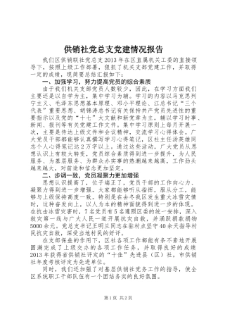 供销社党总支党建情况报告