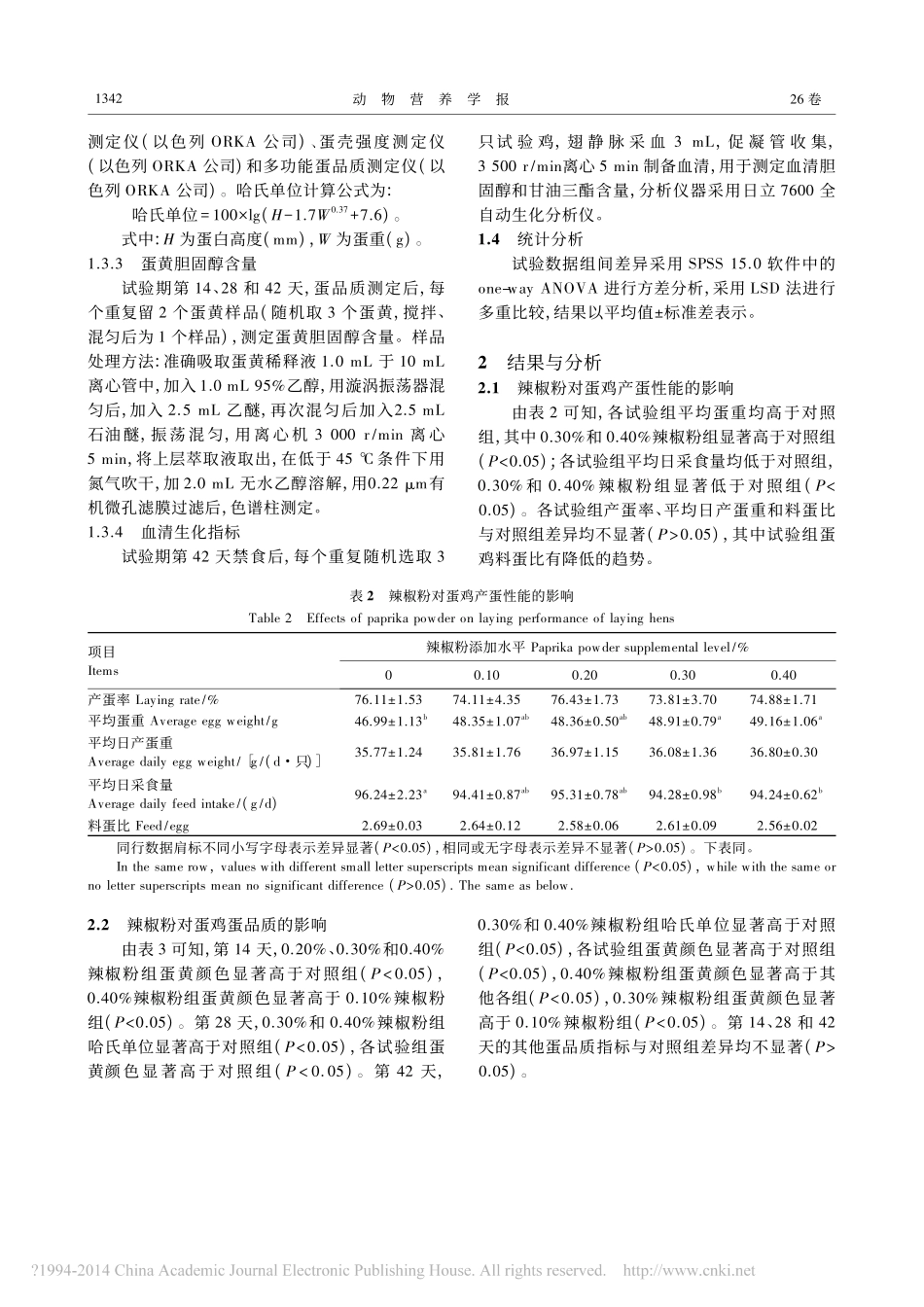 辣椒粉对苏禽绿壳蛋鸡产蛋性能_蛋_省略__血清脂质和蛋黄胆固醇含量的影响_曲亮_第3页