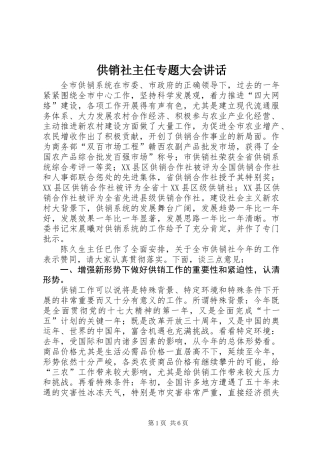 供销社主任专题大会讲话