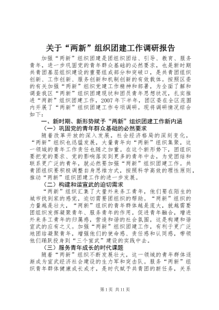 关于“两新”组织团建工作调研报告