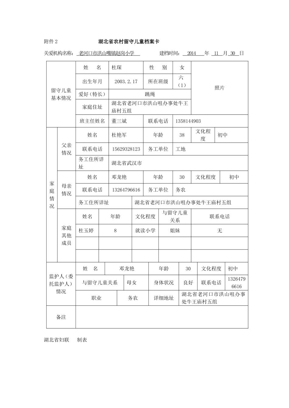 杜琛留守儿童表格_第1页