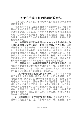 关于办公室主任的述职评议意见 (2)