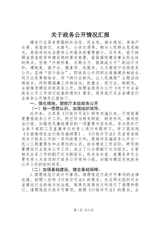 关于政务公开情况汇报