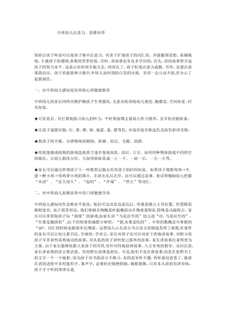 中班幼儿注意力、思维培养