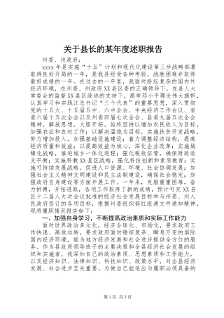 关于县长的某年度述职报告