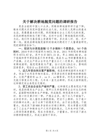 关于解决耕地抛荒问题的调研报告 (2)