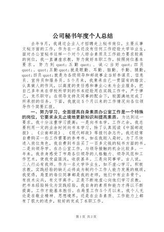 公司秘书年度个人总结