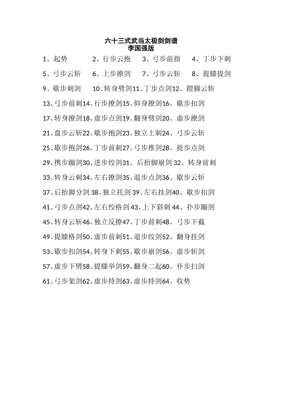 六十三式武当太极剑剑谱_第1页