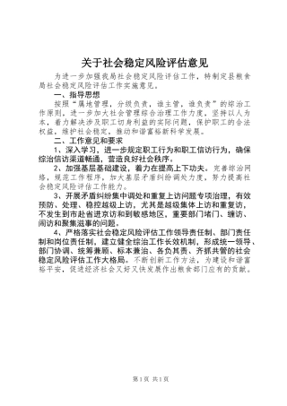 关于社会稳定风险评估意见