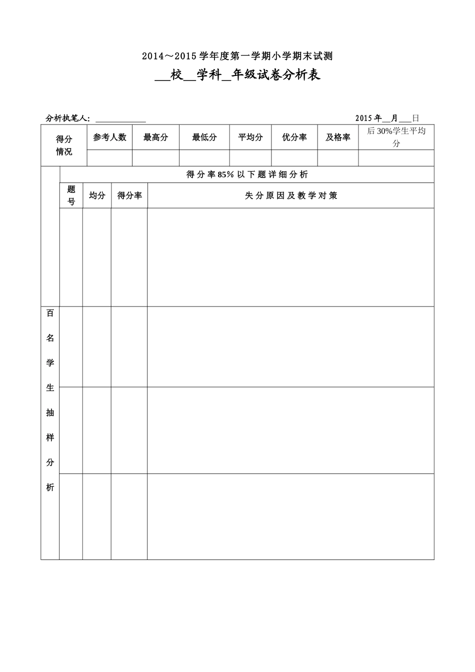 小学试卷分析表刘_第1页