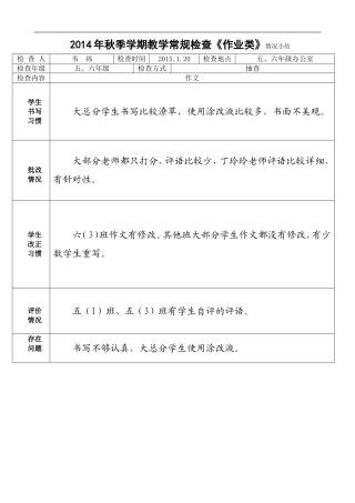 韦祎教学常规检查总结表