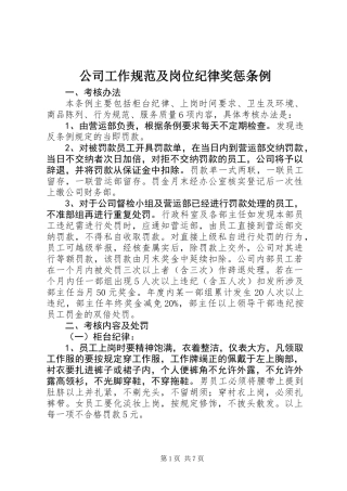 公司工作规范及岗位纪律奖惩条例